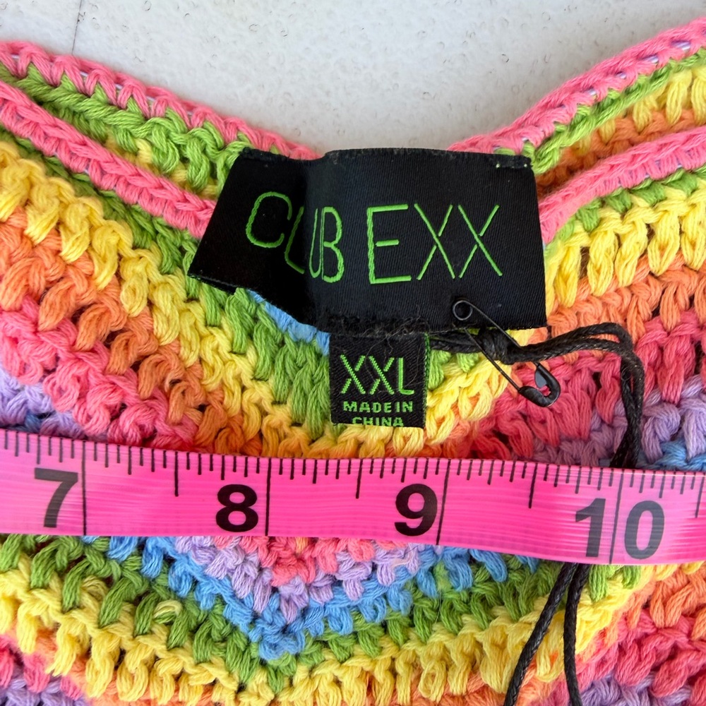 Club Exx Rainbow Crochet Halter Top mini dress - Picture 9 of 10